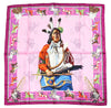 Hermes Scarf Pani La Shar Pawnee 90 cm silk pink native american Carre 053