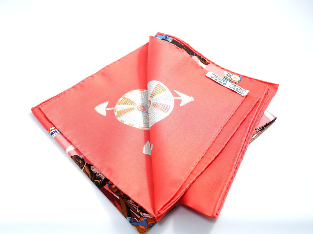 Hermes Scarf Perles Du Kenya 90 cm silk orange pink 1997 Carre pearl 35"