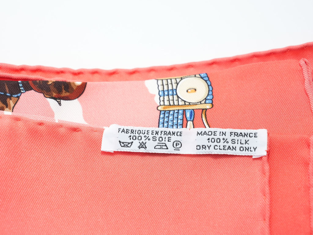 Hermes Scarf Perles Du Kenya 90 cm silk orange pink 1997 Carre pearl 35"