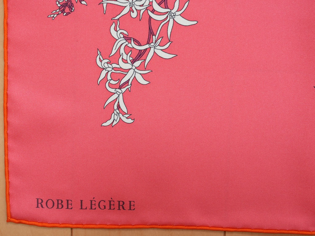 Hermes Scarf Robe Legere 90 cm silk pink Carre flower horse 35"