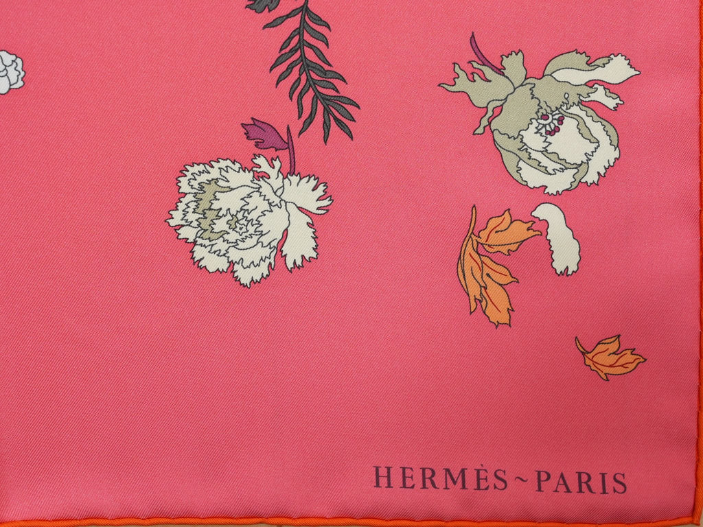 Hermes Scarf Robe Legere 90 cm silk pink Carre flower horse 35"