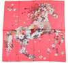 Hermes Scarf Robe Legere 90 cm silk pink Carre flower horse 35"