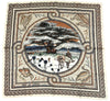 Hermes Scarf Sous Le Cedre 90 cm silk beige white Carre cedar tree 35"