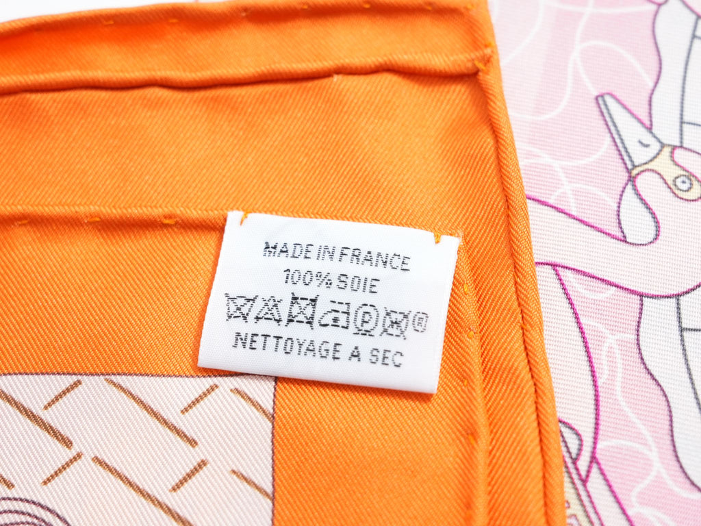 Hermes Scarf Splash Park 90 cm silk orange Carre beach pool wave 35"