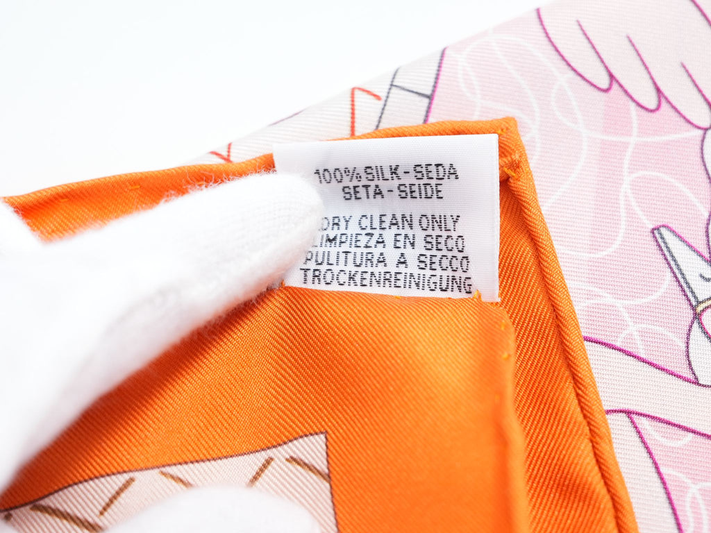 Hermes Scarf Splash Park 90 cm silk orange Carre beach pool wave 35"