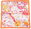Hermes Scarf Splash Park 90 cm silk orange Carre beach pool wave 35"