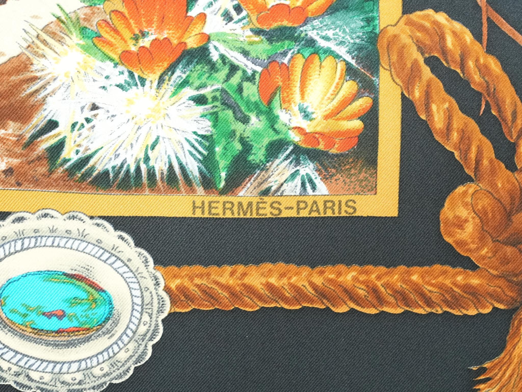Hermes Scarf The Pony Express by Kermit Oliver 90 cm silk black Carre post 35"