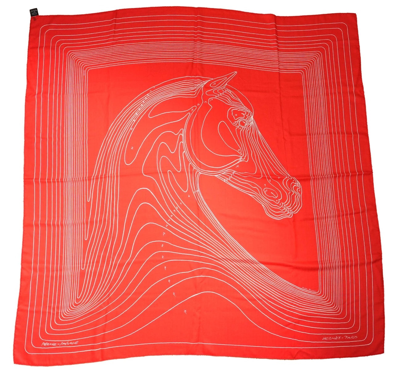 Hermes Shawl Pegase Paysage 140 cm Cashmere silk scarf stole red Pegasus 56"
