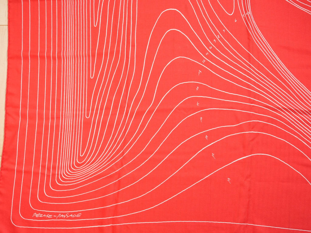 Hermes Shawl Pegase Paysage 140 cm Cashmere silk scarf stole red Pegasus 56"