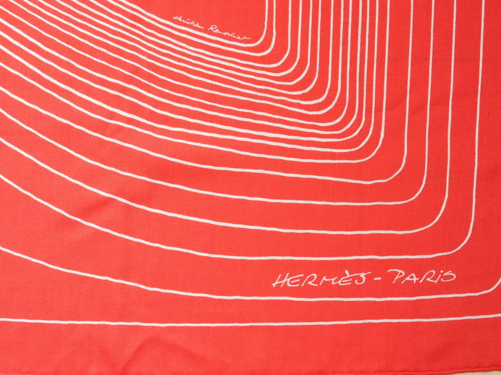 Hermes Shawl Pegase Paysage 140 cm Cashmere silk scarf stole red Pegasus 56"