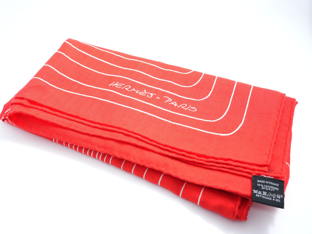 Hermes Shawl Pegase Paysage 140 cm Cashmere silk scarf stole red Pegasus 56"