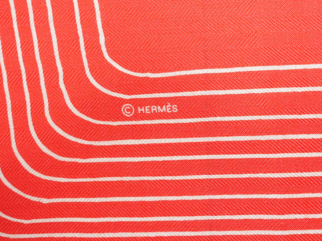 Hermes Shawl Pegase Paysage 140 cm Cashmere silk scarf stole red Pegasus 56"