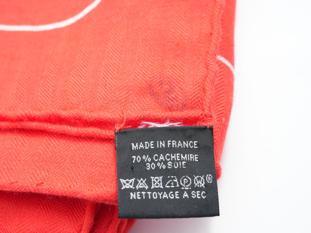Hermes Shawl Pegase Paysage 140 cm Cashmere silk scarf stole red Pegasus 56"