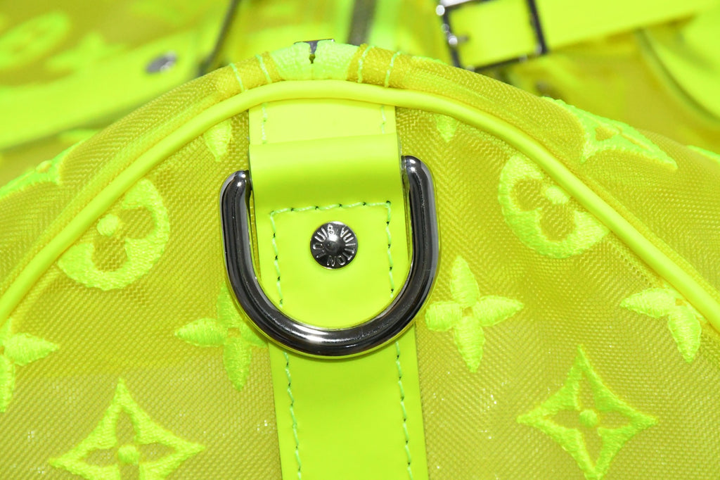 Louis Vuitton Keepall 50 Virgil Abloh Yellow mesh Boston Bag M55380 w/Receipt