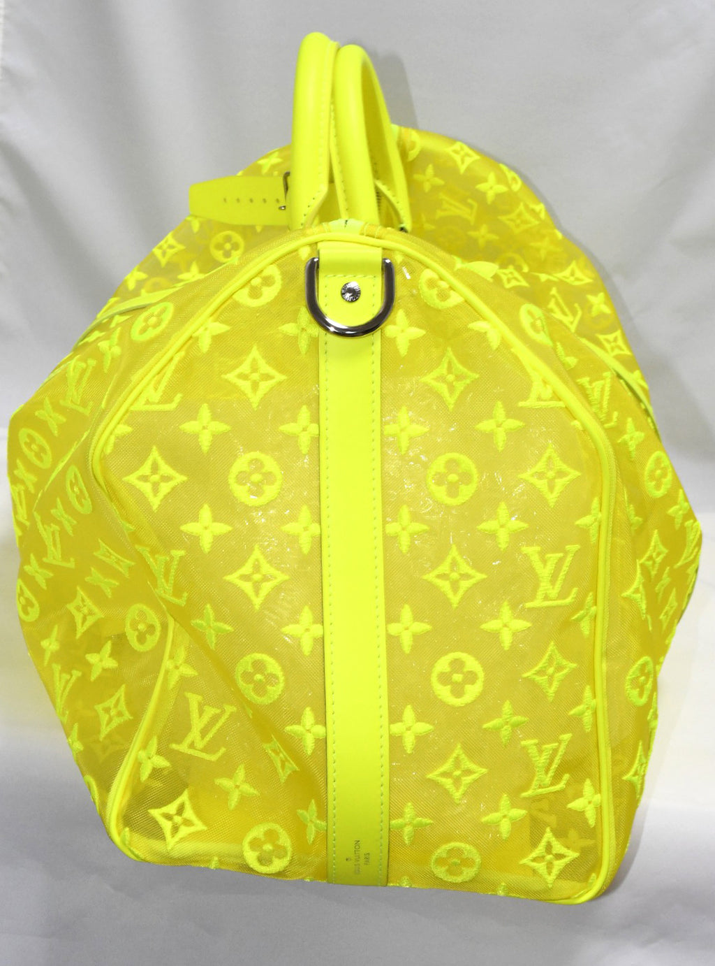 Louis Vuitton Keepall 50 Virgil Abloh Yellow mesh Boston Bag M55380 w/Receipt