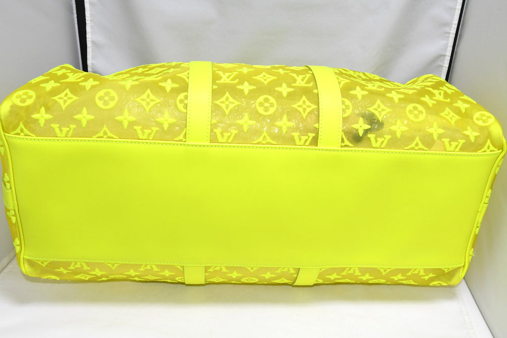 Louis Vuitton Keepall 50 Virgil Abloh Yellow mesh Boston Bag M55380 w/Receipt