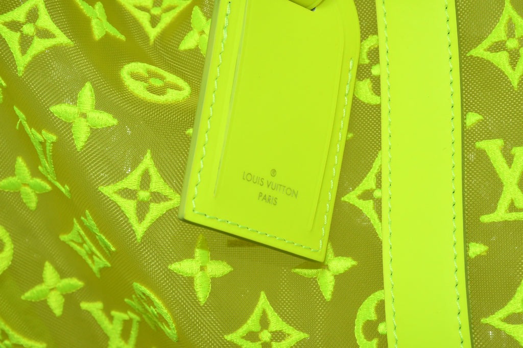 Louis Vuitton Keepall 50 Virgil Abloh Yellow mesh Boston Bag M55380 w/Receipt