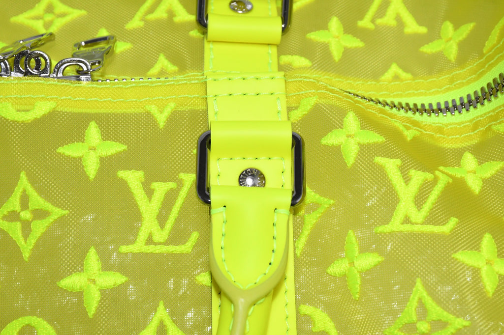 Louis Vuitton Keepall 50 Virgil Abloh Yellow mesh Boston Bag M55380 w/Receipt