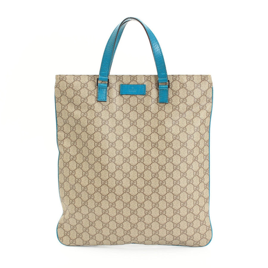 GUCCI Leather Tote Bag GG Pattern Blue
