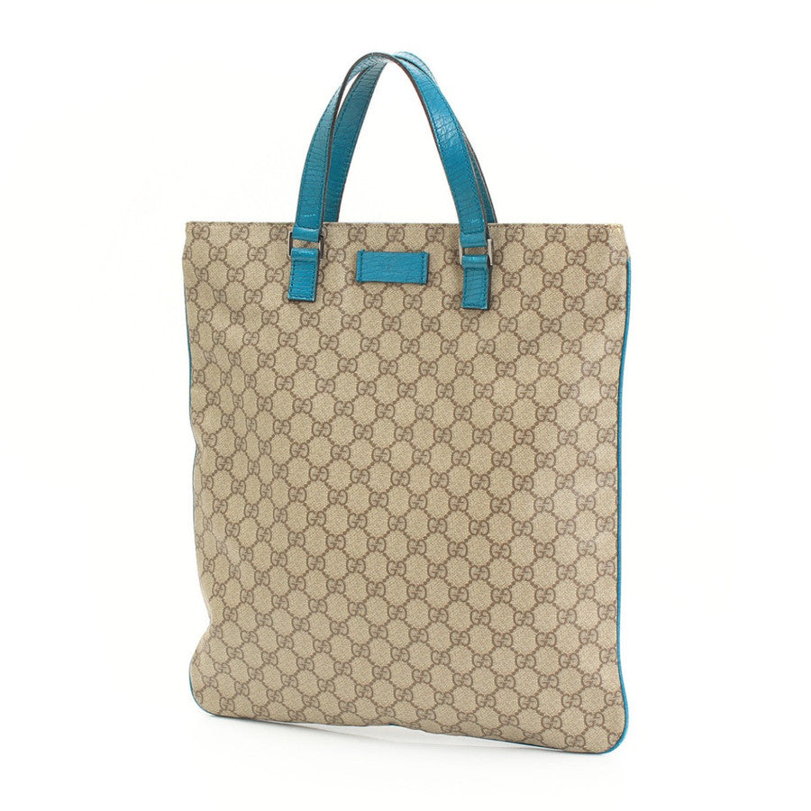 GUCCI Leather Tote Bag GG Pattern Blue