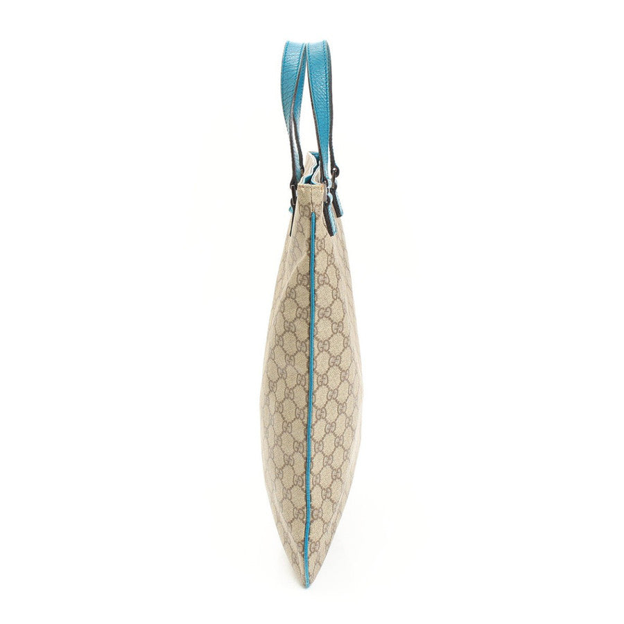 GUCCI Leather Tote Bag GG Pattern Blue