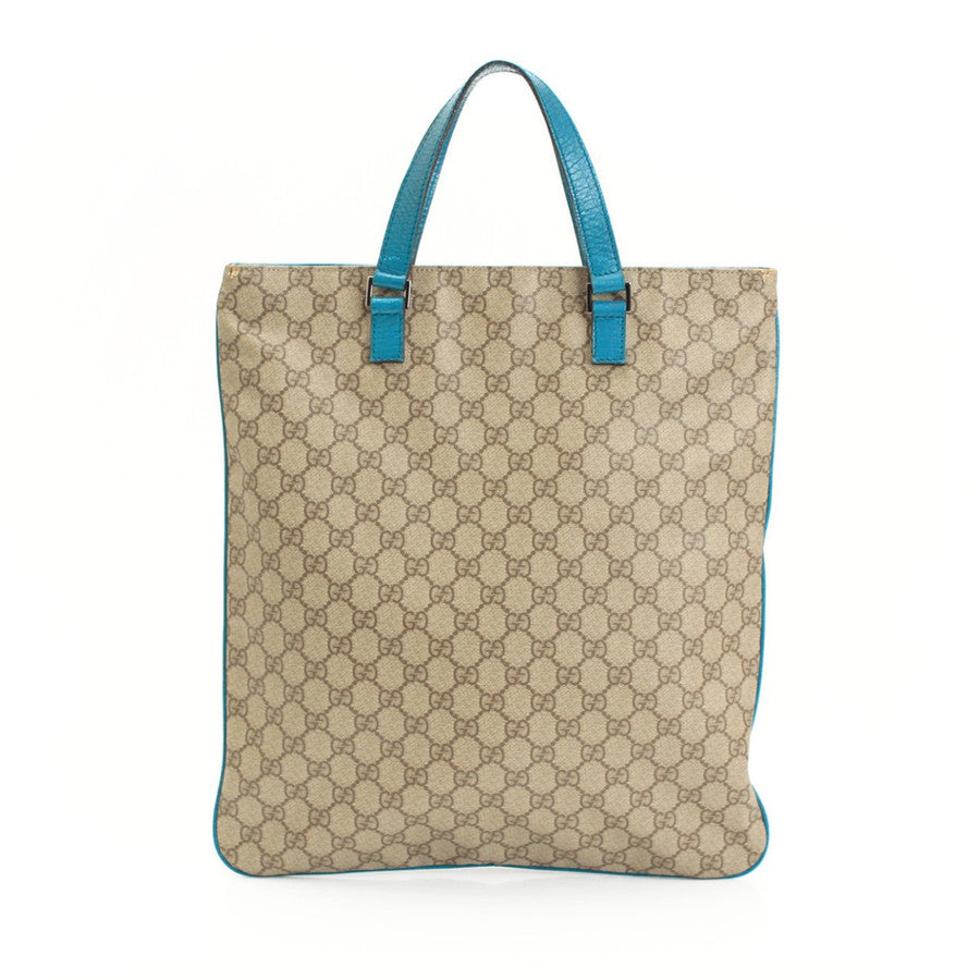 GUCCI Leather Tote Bag GG Pattern Blue