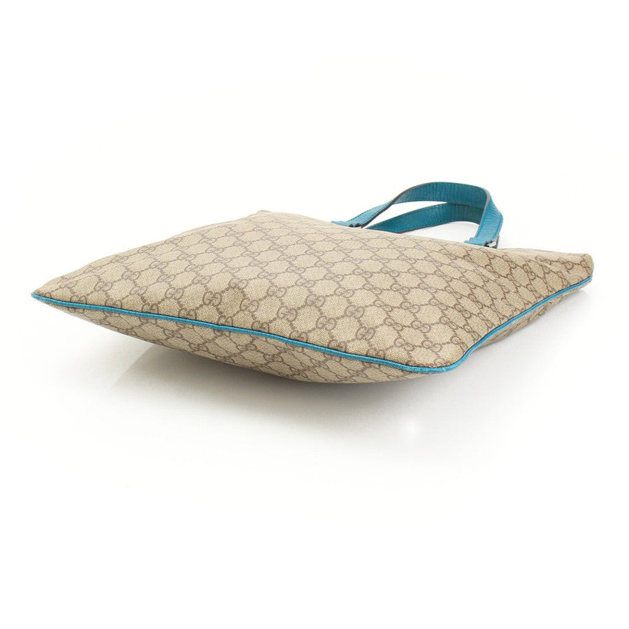 GUCCI Leather Tote Bag GG Pattern Blue