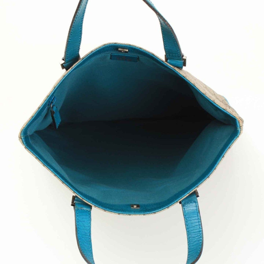 GUCCI Leather Tote Bag GG Pattern Blue