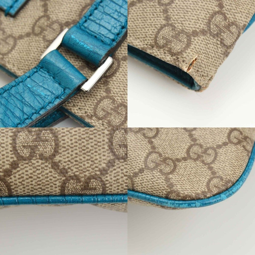 GUCCI Leather Tote Bag GG Pattern Blue