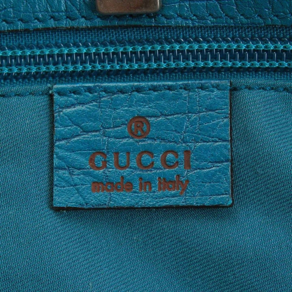 GUCCI Leather Tote Bag GG Pattern Blue