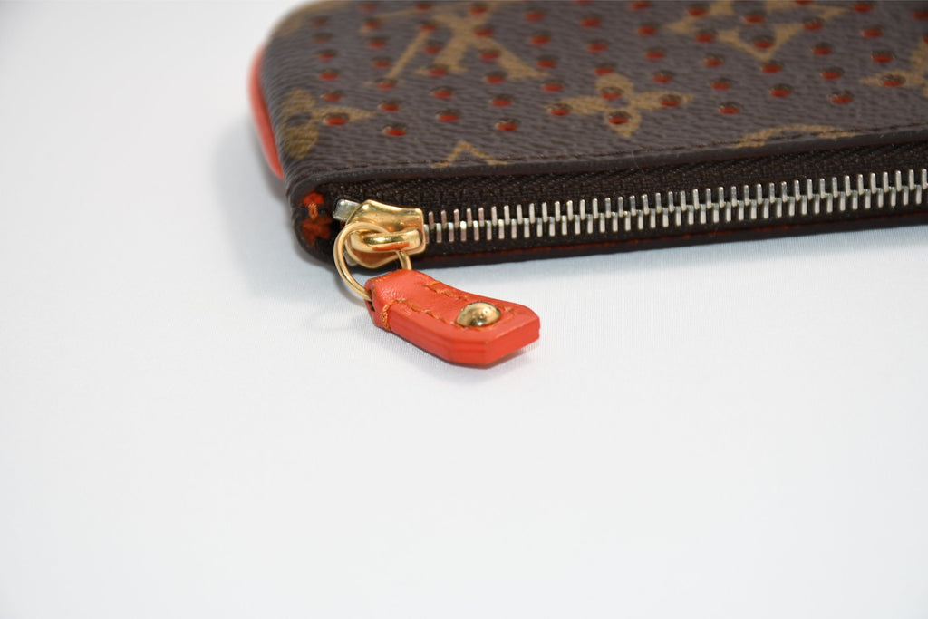 Louis Vuitton Perfo Pochette Cles Orange monogram Coin purse wallet M95222