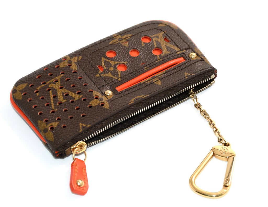 Louis Vuitton Perfo Pochette Cles Orange monogram Coin purse wallet M95222