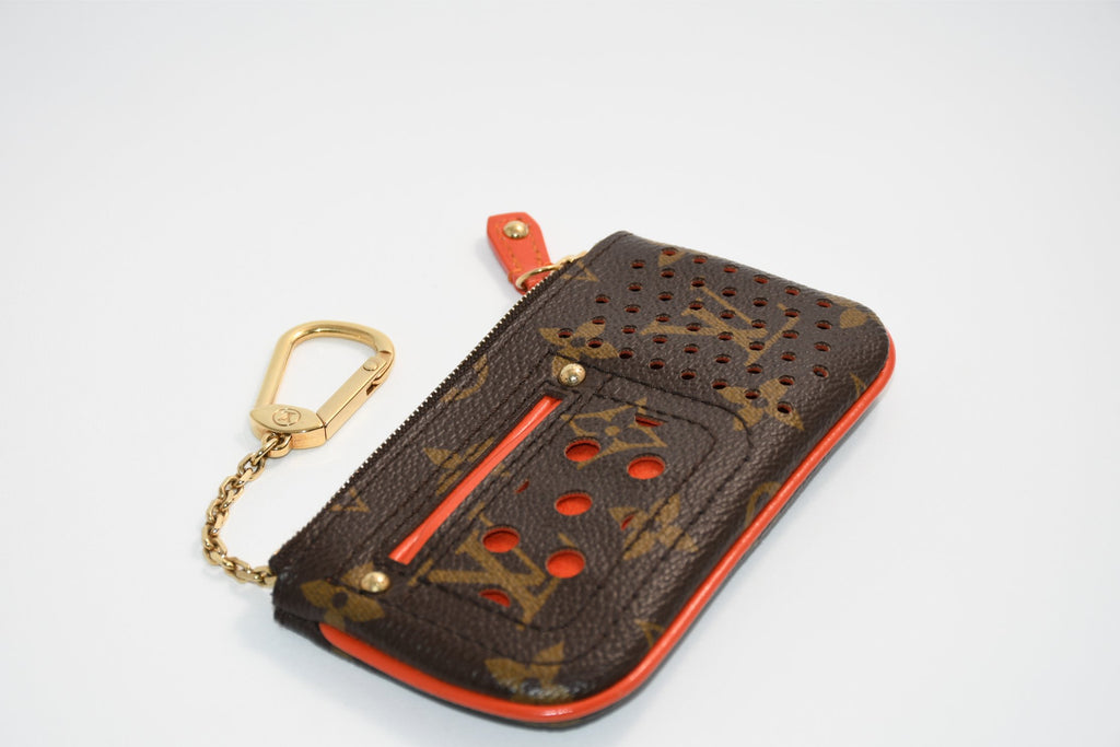 Louis Vuitton Perfo Pochette Cles Orange monogram Coin purse wallet M95222