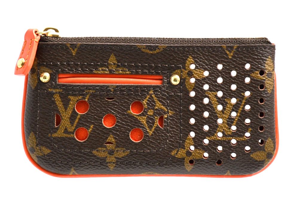 Louis Vuitton Perfo Pochette Cles Orange monogram Coin purse wallet M95222