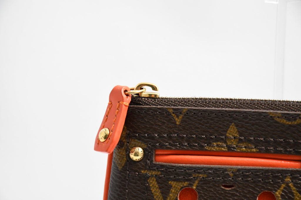 Louis Vuitton Perfo Pochette Cles Orange monogram Coin purse wallet M95222