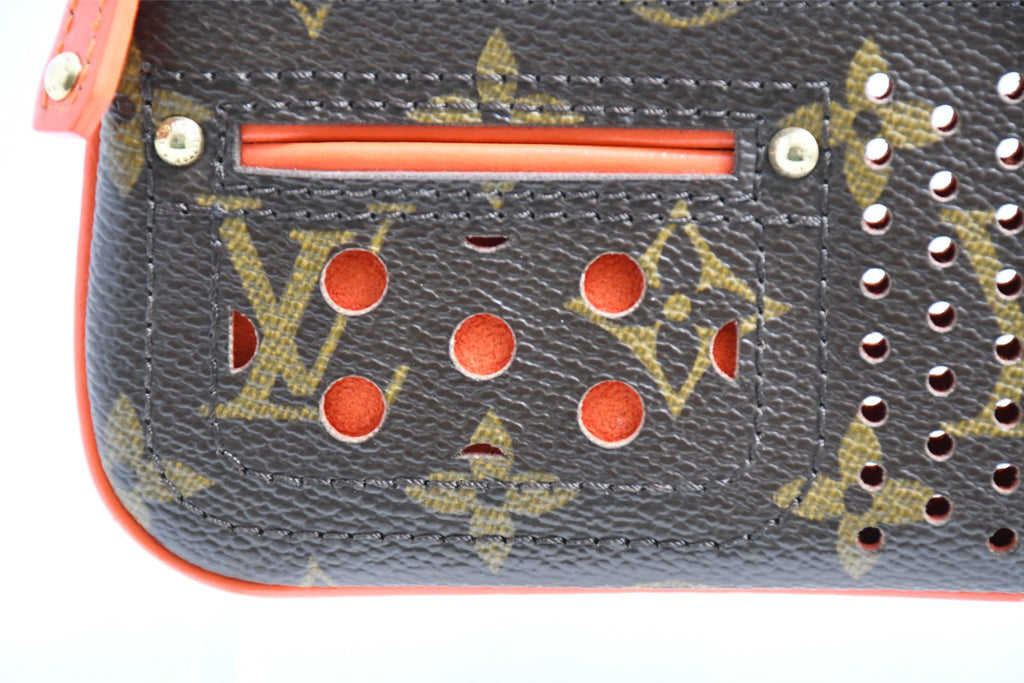 Louis Vuitton Perfo Pochette Cles Orange monogram Coin purse wallet M95222
