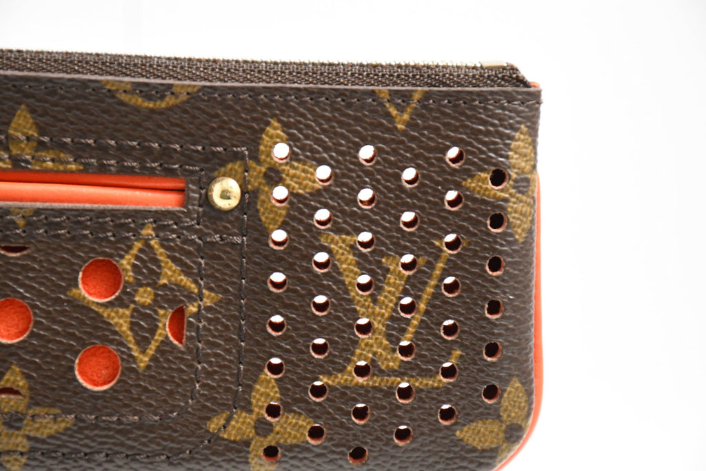 Louis Vuitton Perfo Pochette Cles Orange monogram Coin purse wallet M95222