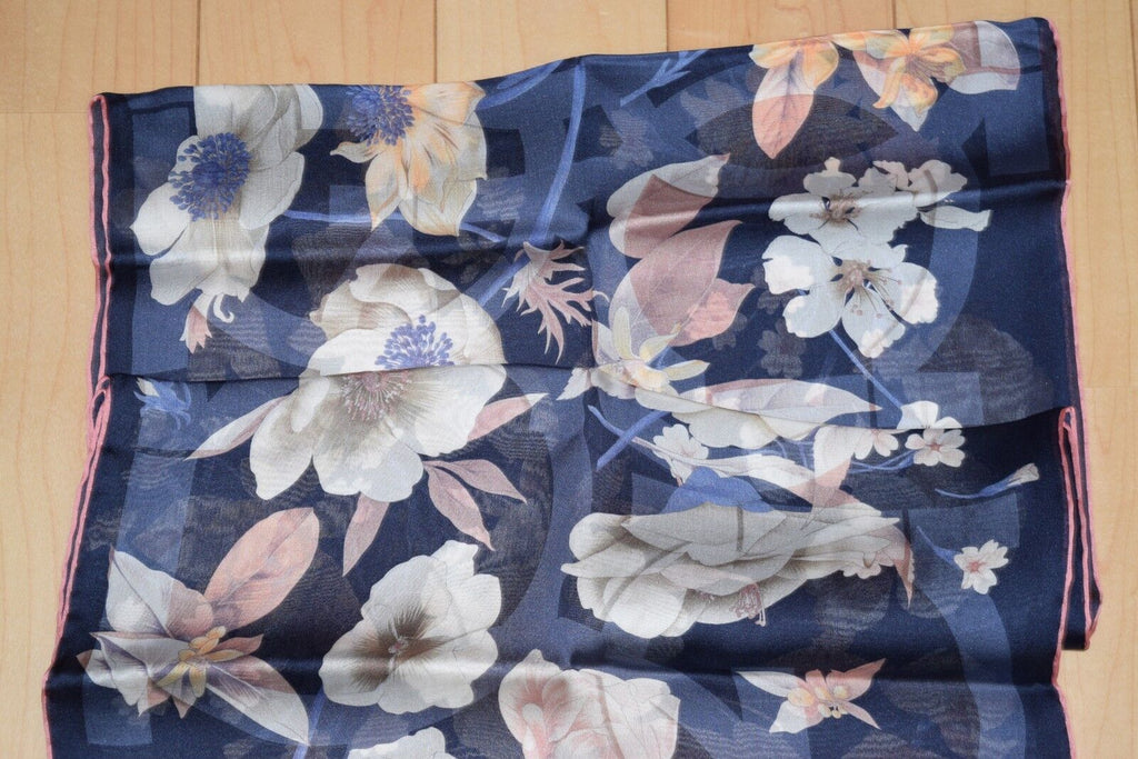 Salvatore Ferragamo Scarf Gancini Floral Silk 160 x 45 cm Flower NEW RAMA10
