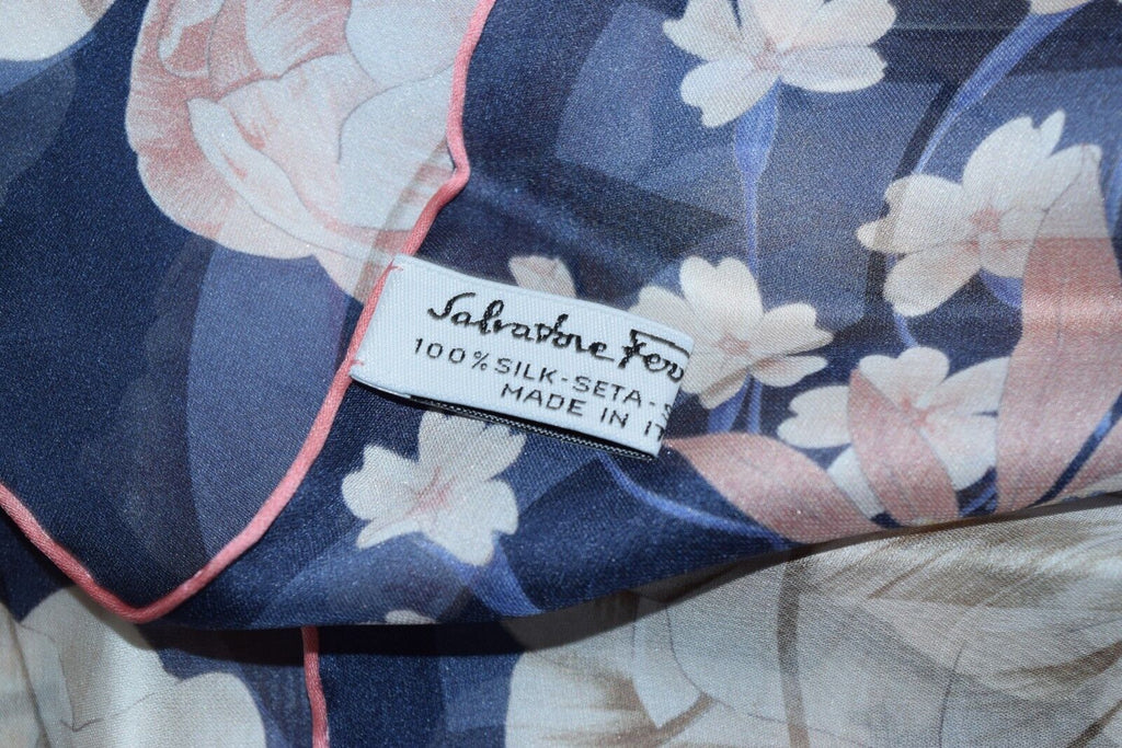 Salvatore Ferragamo Scarf Gancini Floral Silk 160 x 45 cm Flower NEW RAMA10