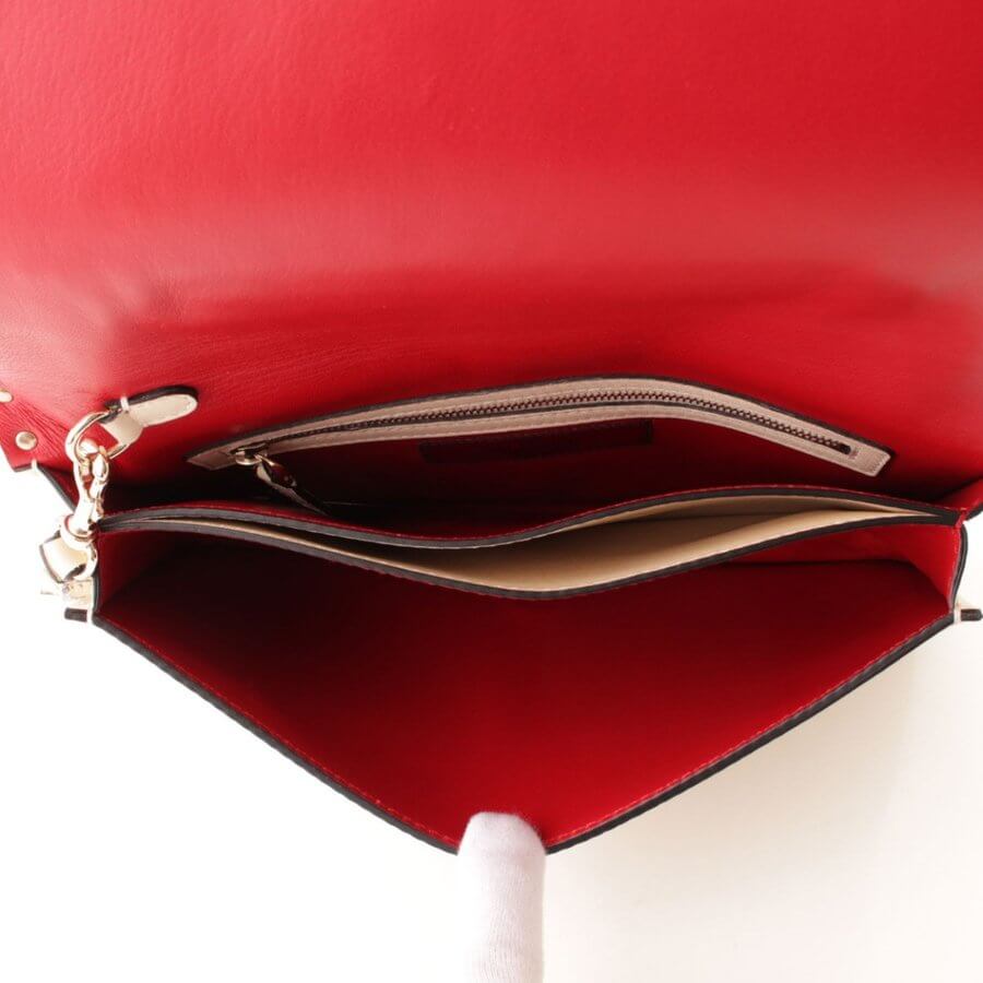 Valentino Rock Studs Clutch Bag leather Ivory Handbag Garavani NEW