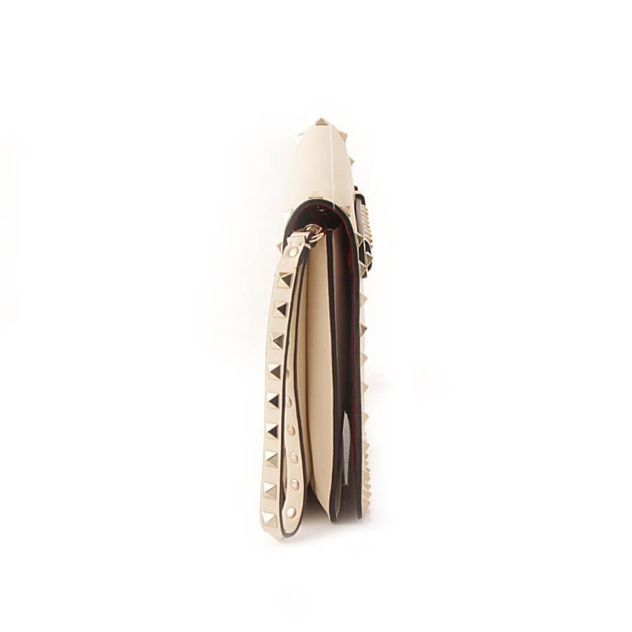 Valentino Rock Studs Clutch Bag leather Ivory Handbag Garavani NEW