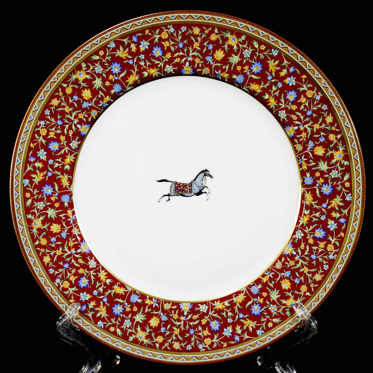 Hermes Cheval d'Orient Dinner Plate 26 cm porcelain horse brown dinnerware 073