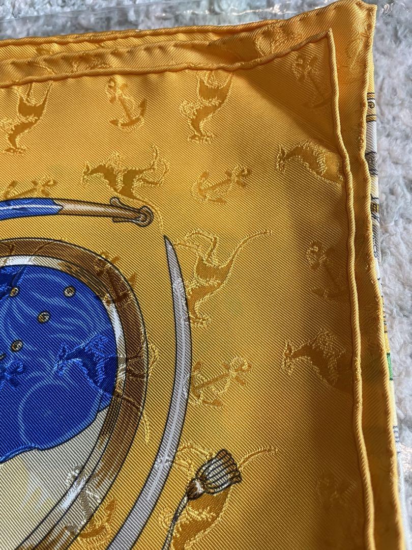 Hermes Scarf Le Geographe Silk 90 cm Yellow geography Carre
