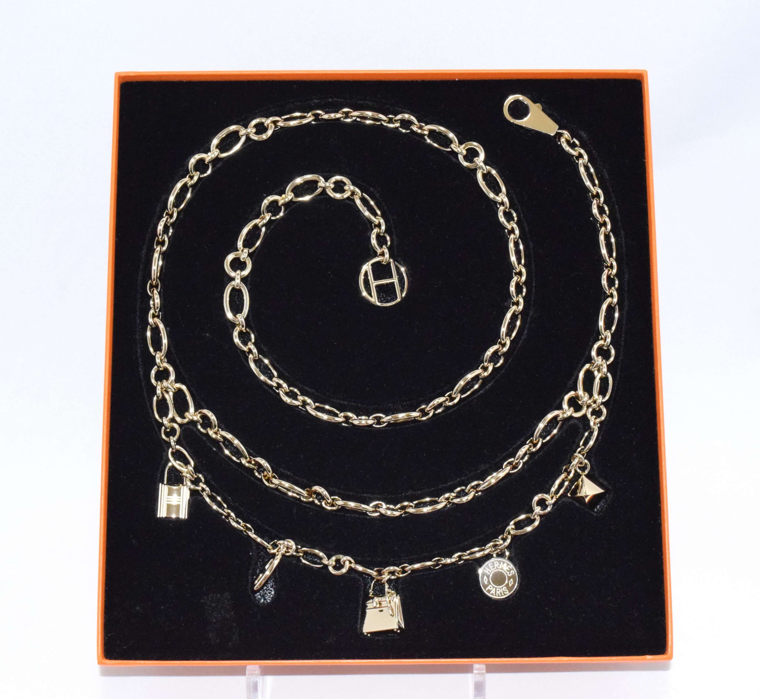Hermes Gold Breloque Olga bag charm amulette Cadena berloque 0481