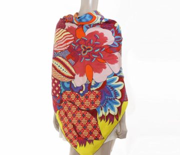 Hermes Shawl Fleurs d'Indiennes by Aline Honore 140 Silk Yellow 56 ...