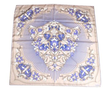 must de Cartier Scarf Panther Floral Silk 87 cm Purple Leopard Flower Shawl Foulard YA7577