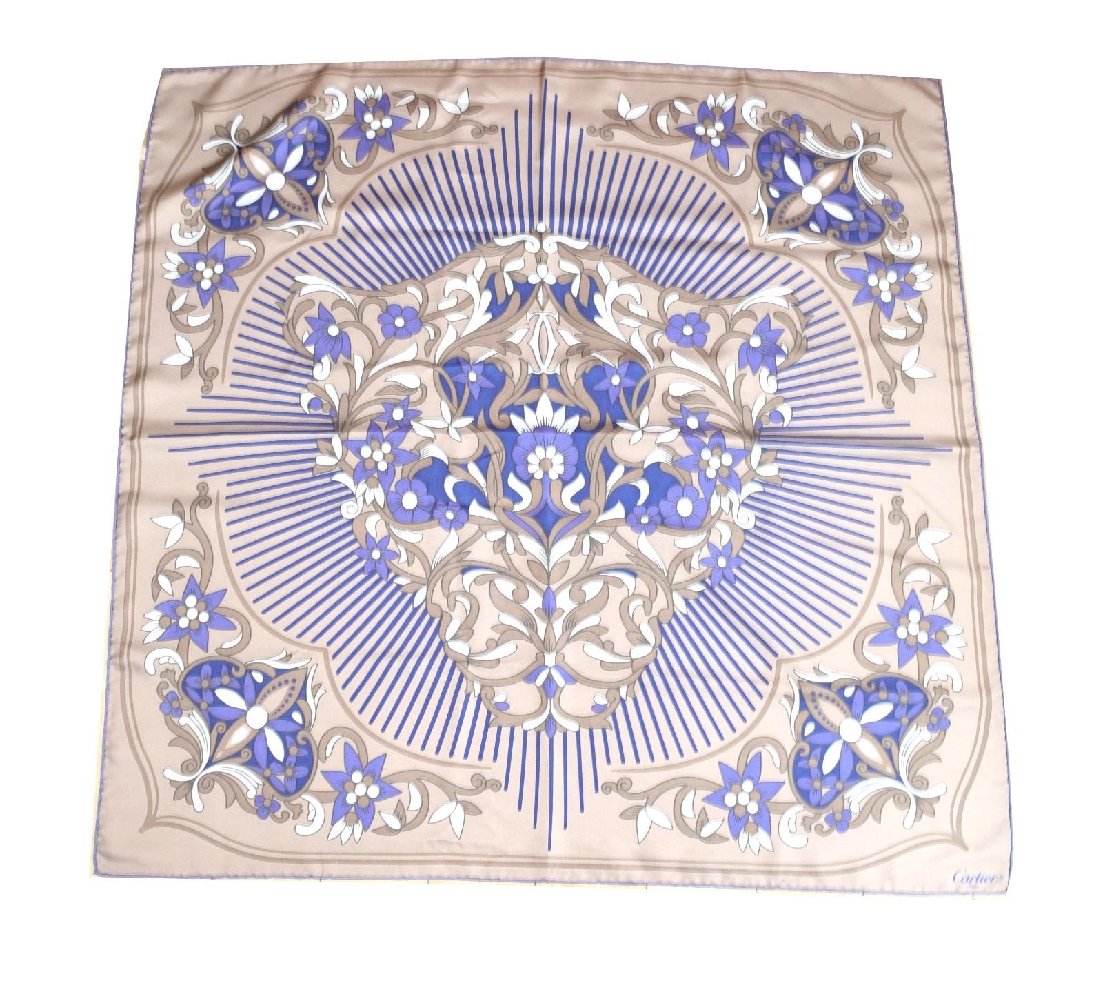 must de Cartier Scarf Panther Floral Silk 87 cm Purple Leopard Flower Shawl Foulard YA7577_0324 (1)