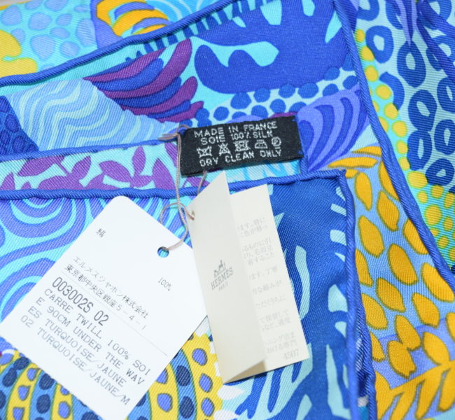 Hermes Scarf Under The Waves Turquoise Blue Silk 90 cm Carre NWT ...