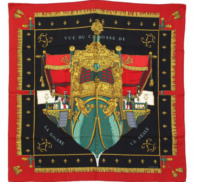 Hermes Scarf Vue du Carrosse de la Galere la Reale by Hugo Grygkar Silk ...