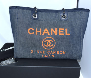 Chanel Deauville Shoulder Bag Denim blue chain Handbag NEW